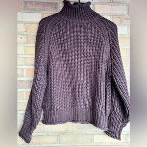 Bluivy chunky knit long sleeve mock neck pullover sweater